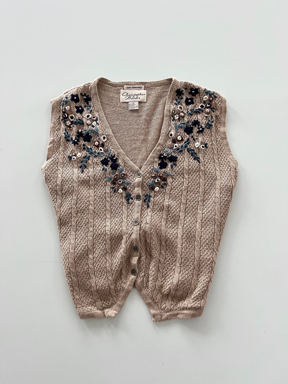 Christopher&Banks Embroidered Vest Sweater-Bust 48