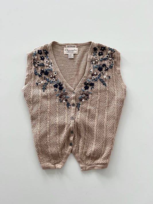 Christopher&Banks Embroidered Vest Sweater-Bust 48