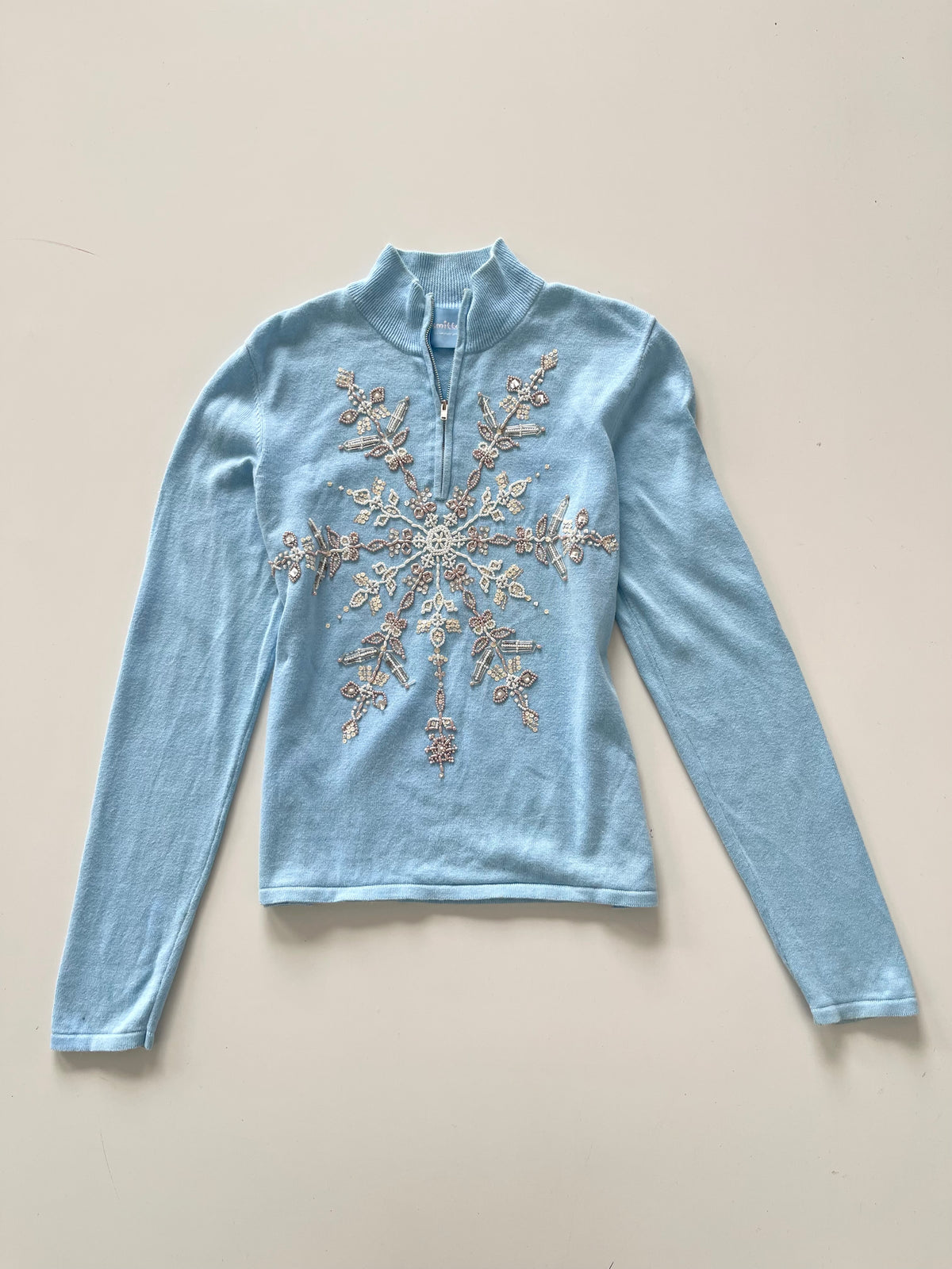 Smitten Hand Embroidered Christmas Zip Up Sweater-Bust 38