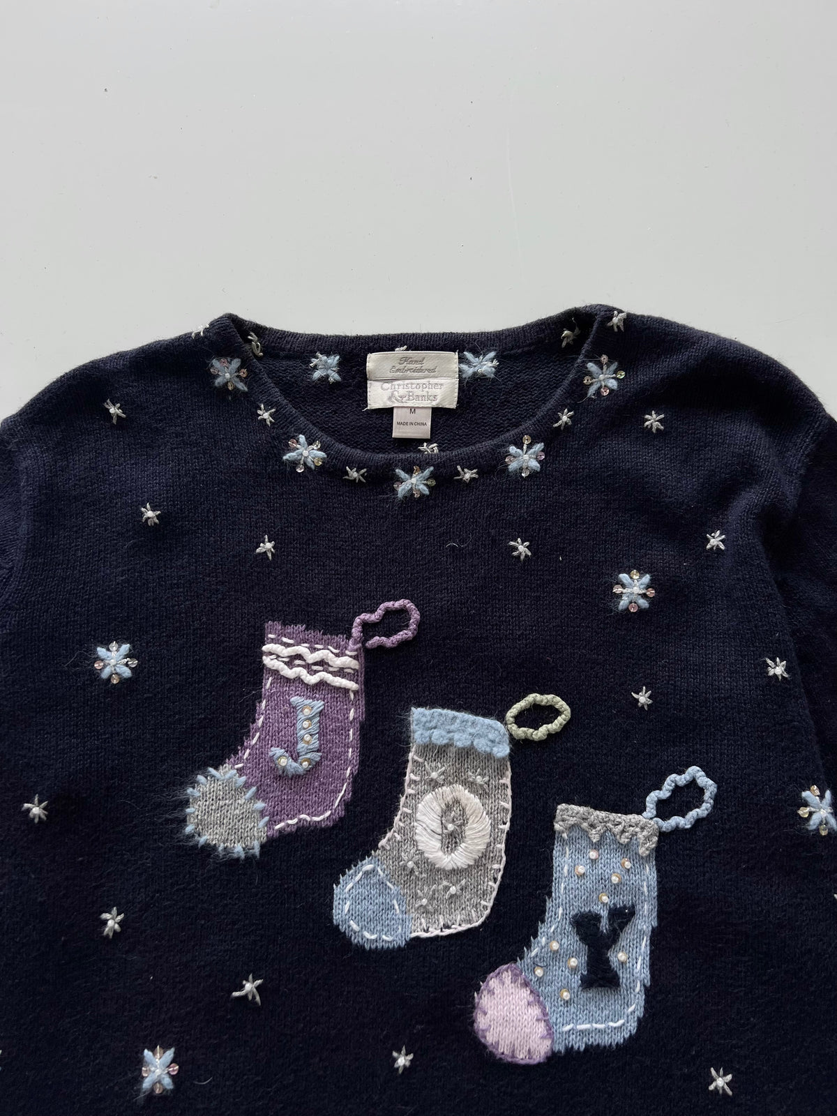 Christopher&Banks Embroidered Christmas Sweater-Bust 42