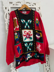 Embroidered Christmas Sweater-Bust 44