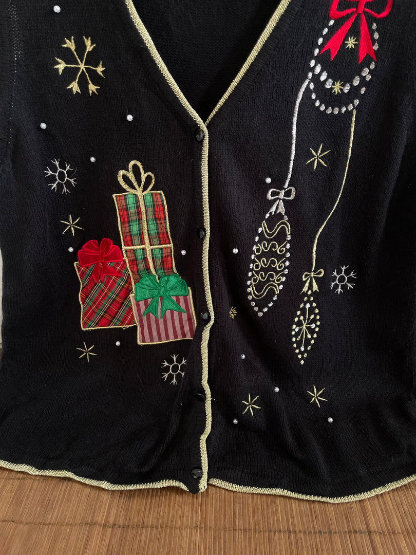 Embroidered Christmas Sweater-Bust 44