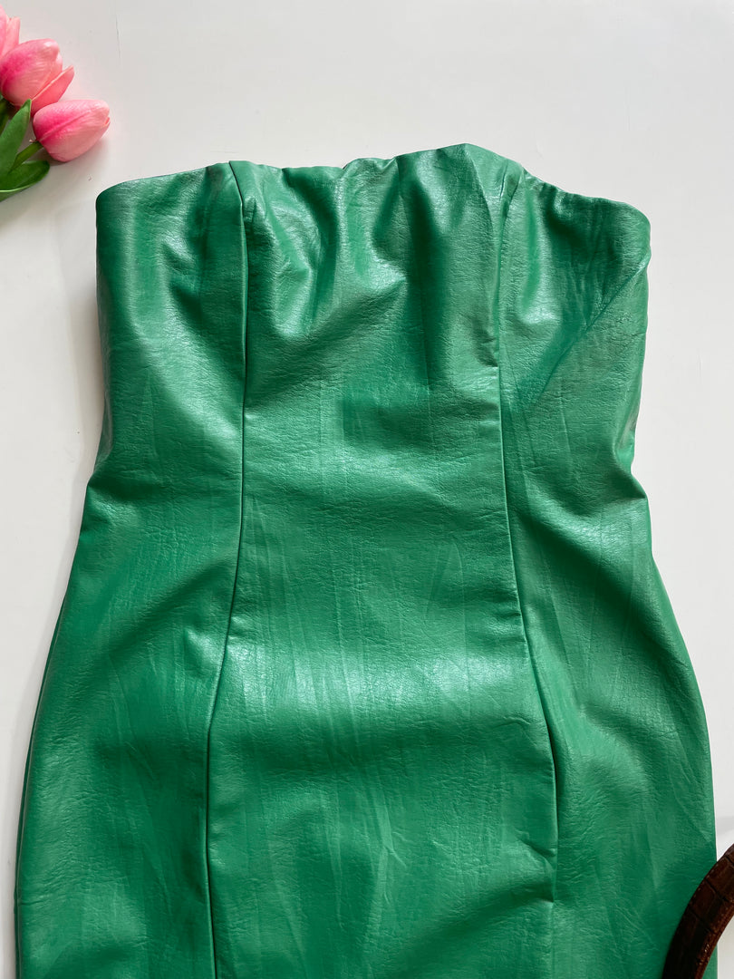 Princess Polly Green Faux Leather Dress-Bust 32