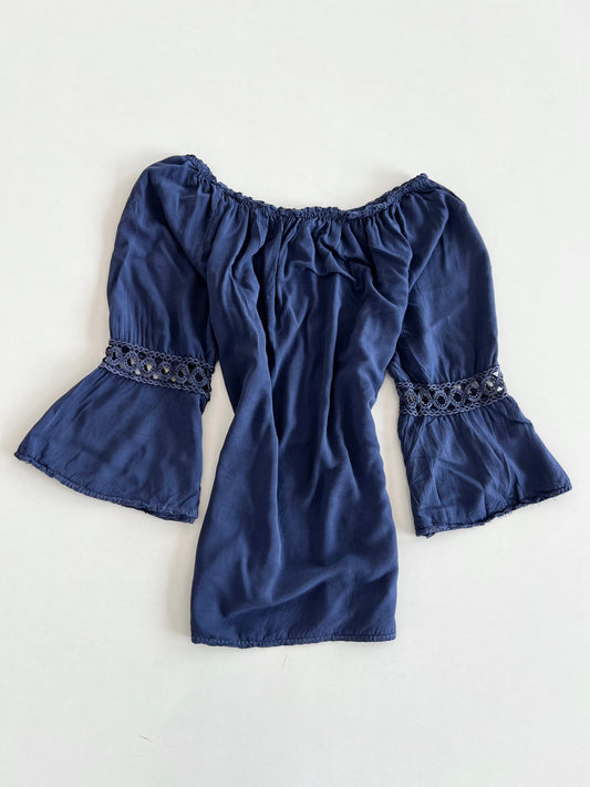 Blue Lace Cutout Top-Bust 46