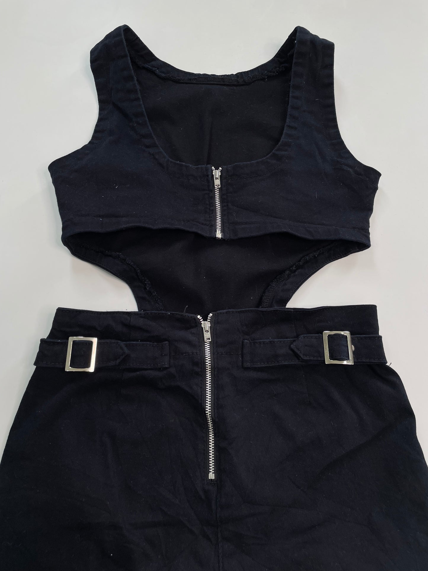 Cutout Jeans Jumpsuit-Bust 28 to 30