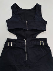 Cutout Jeans Jumpsuit-Bust 28 to 30