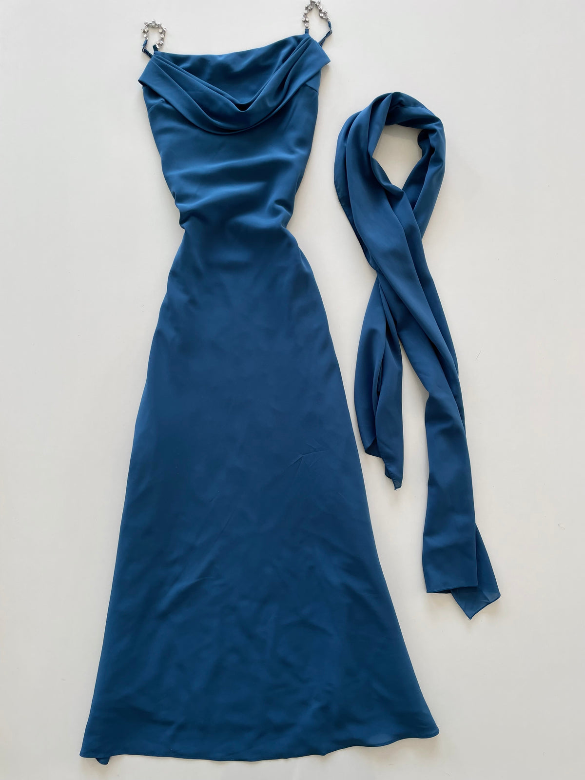 Lautinel Cowl Neck Vintage Dress With Scarf-Bust 36