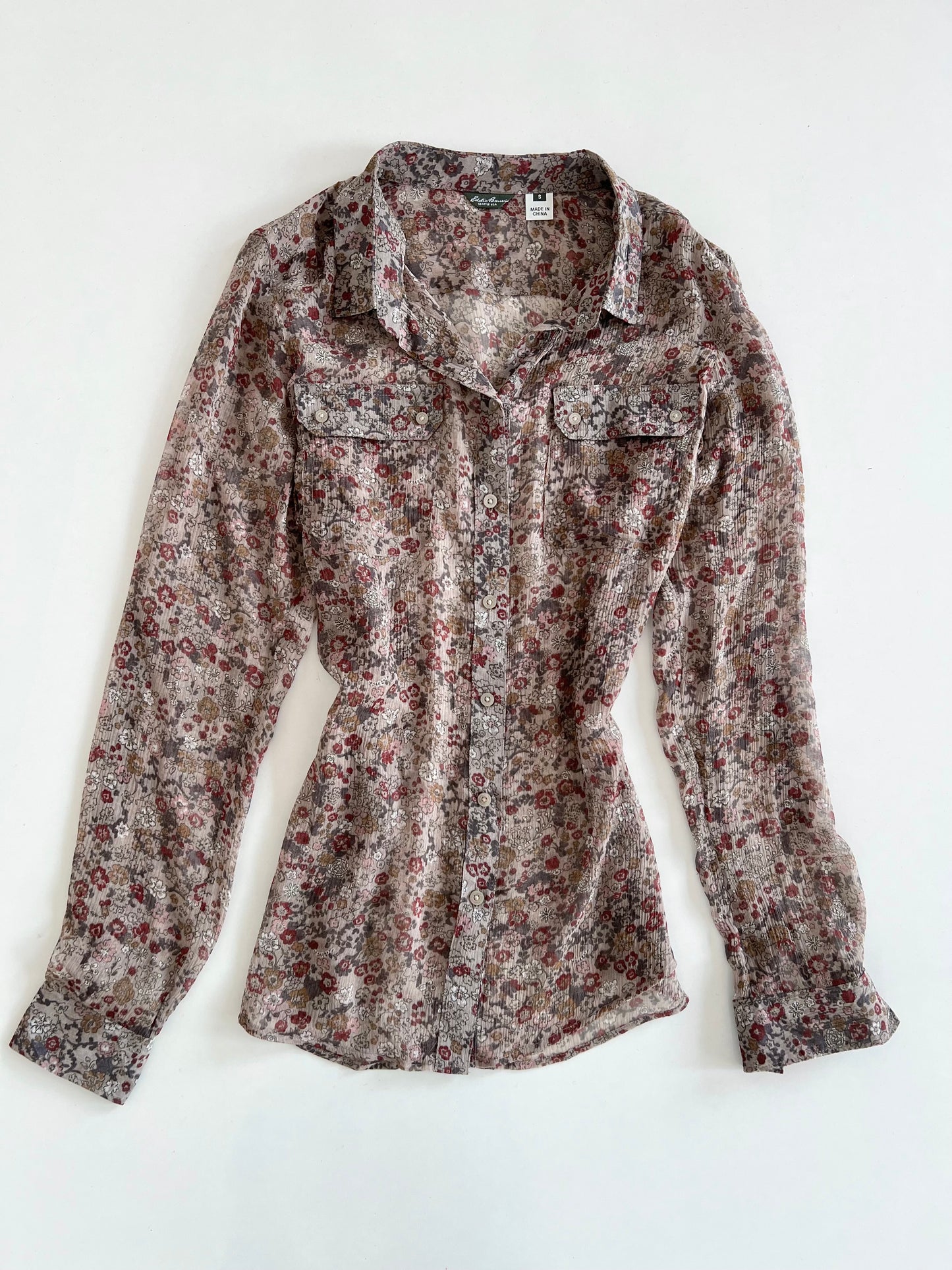 Eddie Bauer 100% Silk Sheer Top-Bust 38