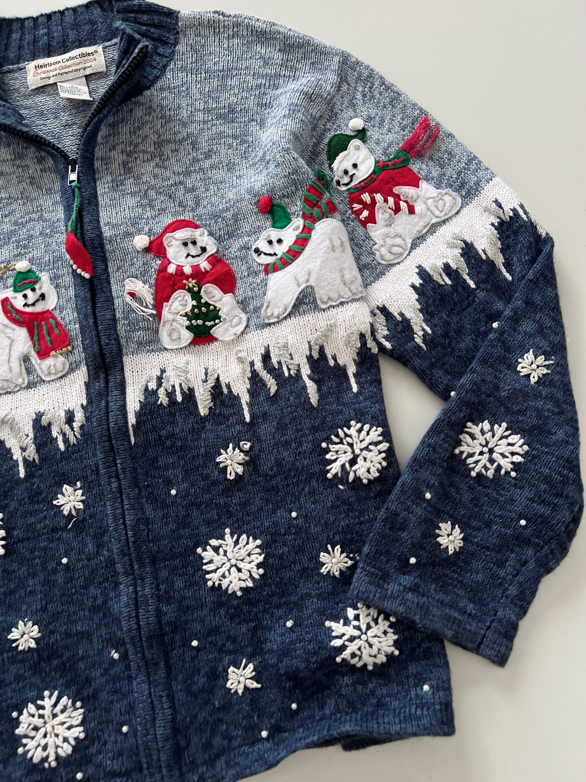 Heirloom Collectibles Christmas Zip Up Sweater-Bust 42