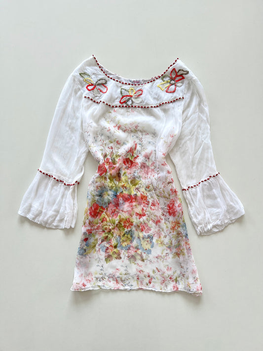 Lini Sheer Embroidered Top-Bust 42