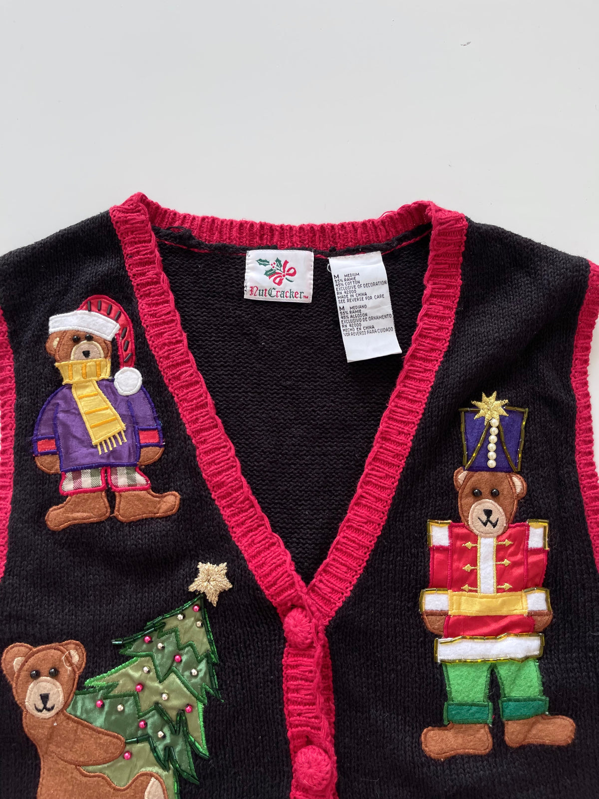 Nut Cracker Embroidered Christmas Vest Sweater-Bust 42