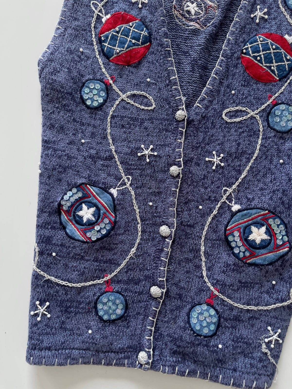 Bobbie Brooks Embroidered Christmas Vest Sweater-Bust 40