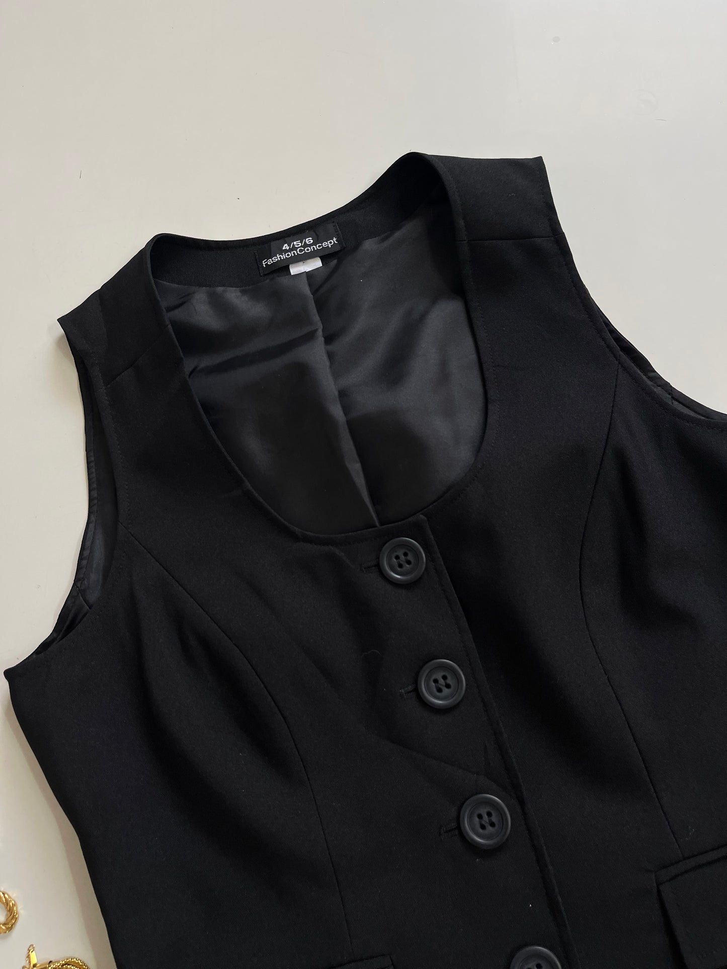 Fashion Concept Soldi Black Waistcoat - Bust 36