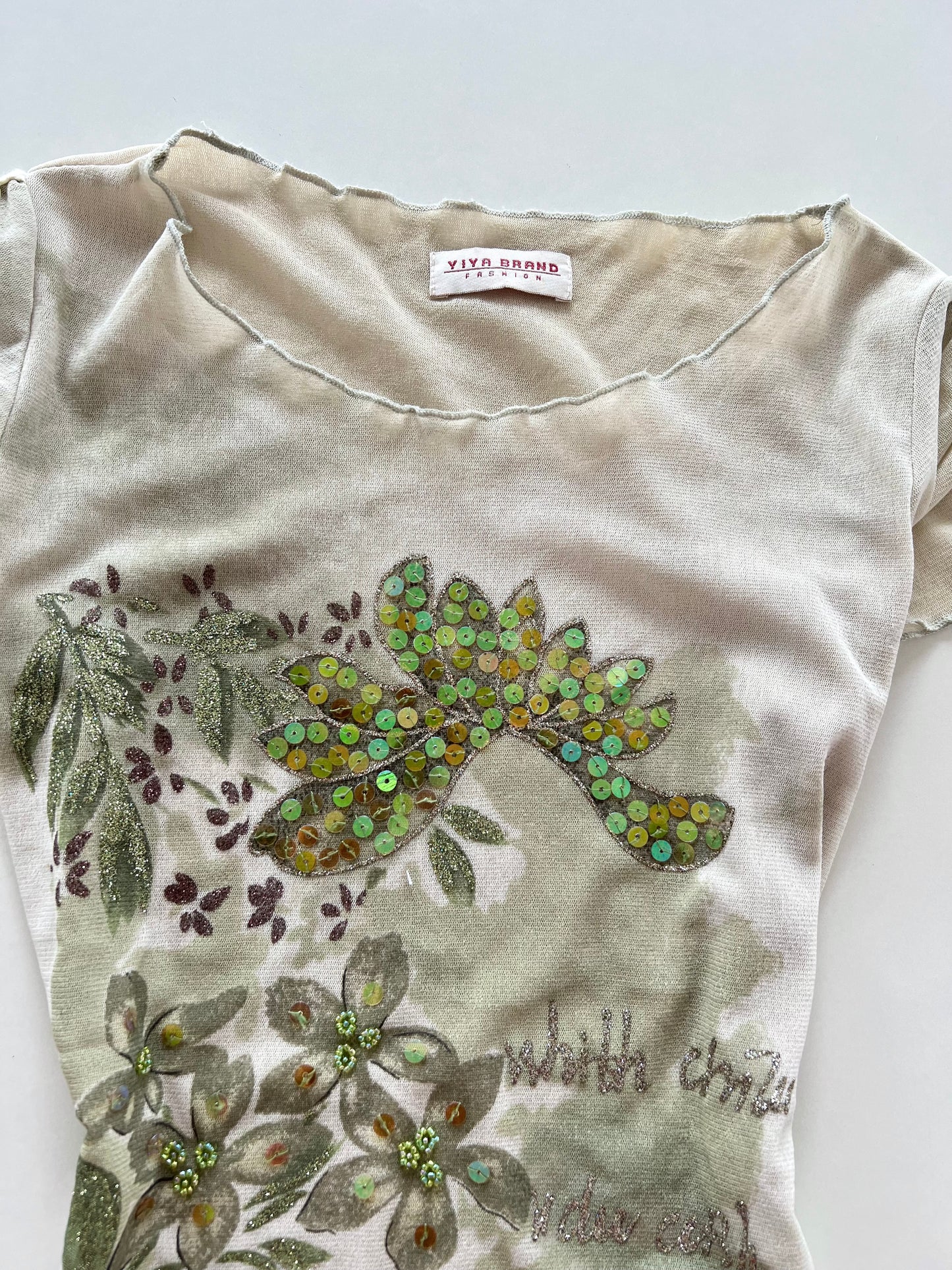 Yiya Brand Embroidered Y2k Top-Bust 32 to 34