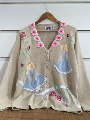 RARE Storybook Embroidered Vintage Sweater-Bust 46