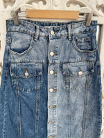 Load image into Gallery viewer, Two Tone Denim Skirt-Waist 26
