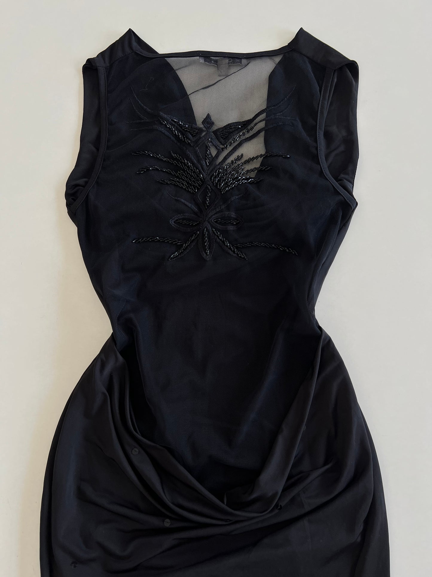 Oxygene Cowl Neck Embroidered Vintage Dress-Bust 34 to 36