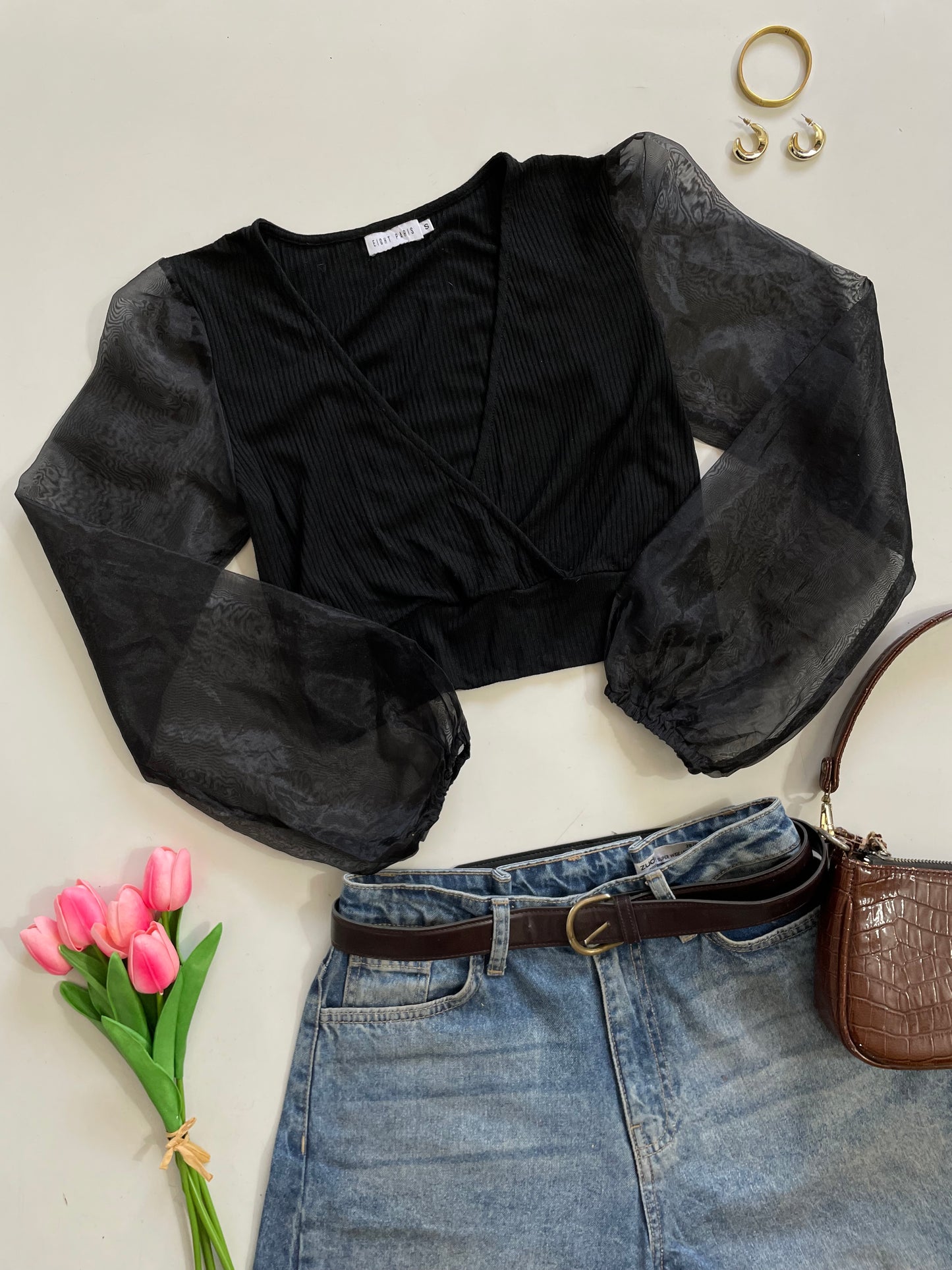 Eight Paris Organza Sleeve Top - Bust 34 to 36
