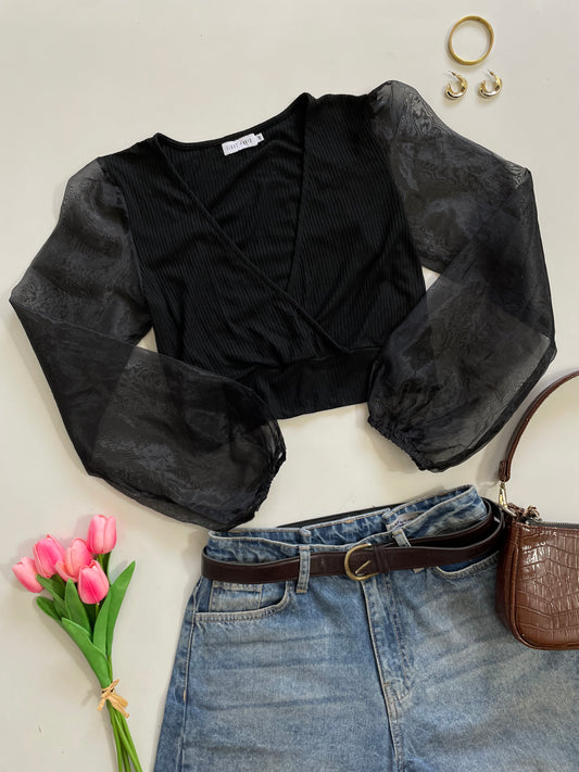 Eight Paris Organza Sleeve Top - Bust 34 to 36