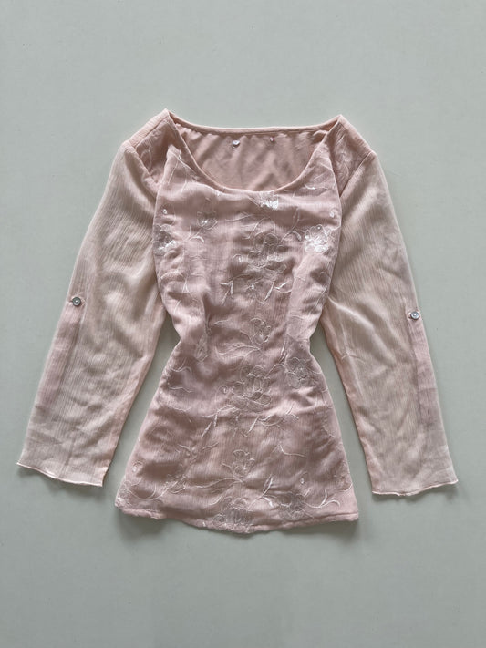 Powder Pink Embroidered Top-Bust 38