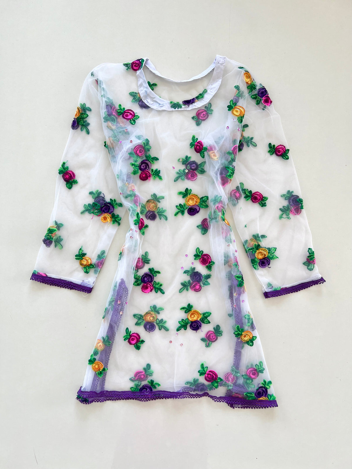 Embroidered Sheer Top-Bust 48