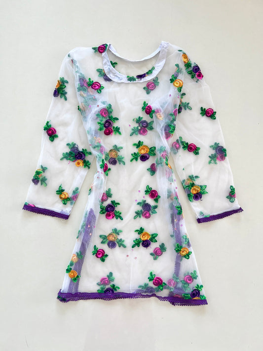 Embroidered Sheer Top-Bust 48