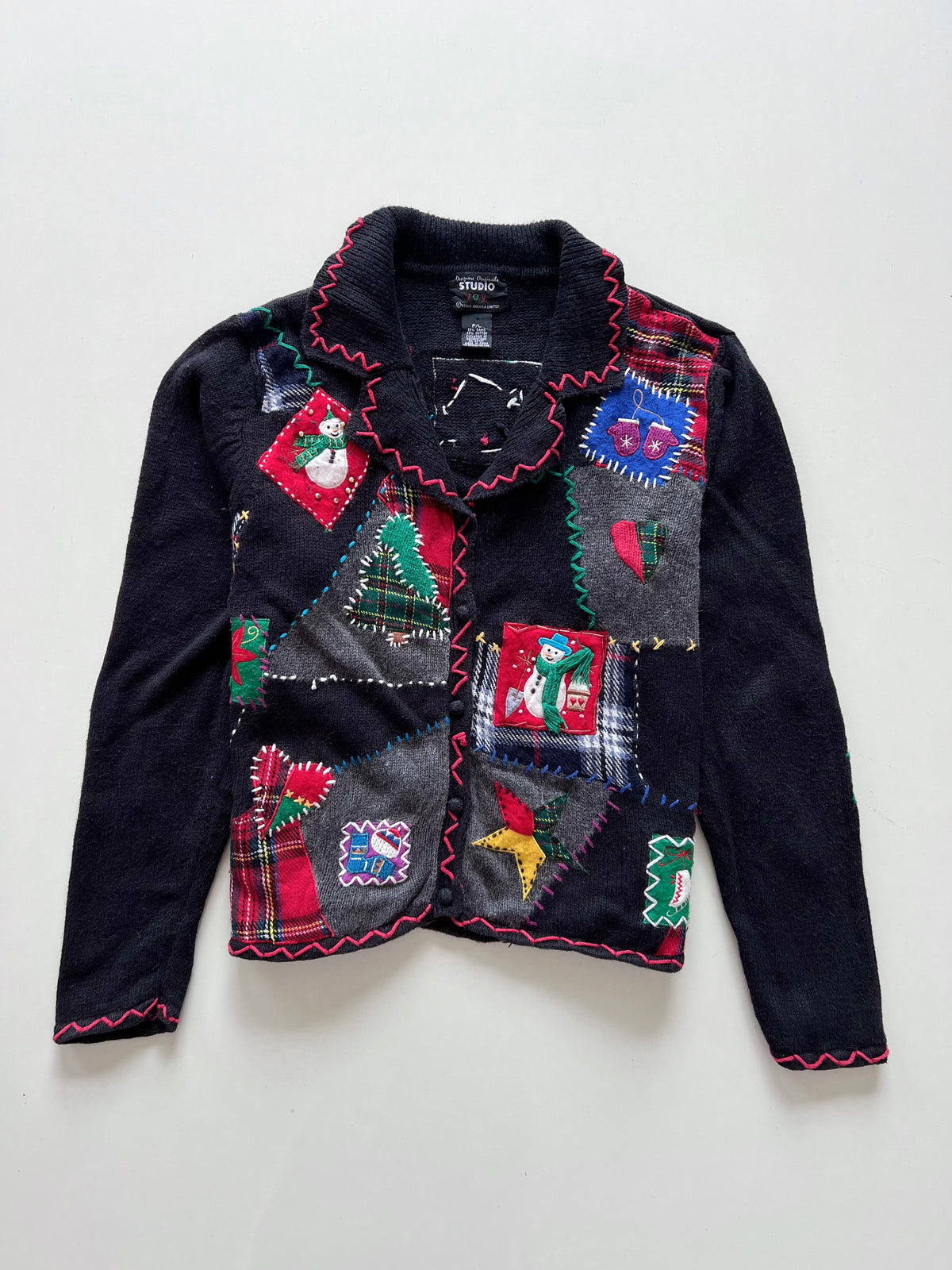 Studio Joy Embroidered Christmas Cardigan Sweater-Bust 46