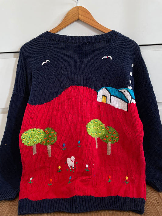 Landscape Embroidered Sweater-Bust 44