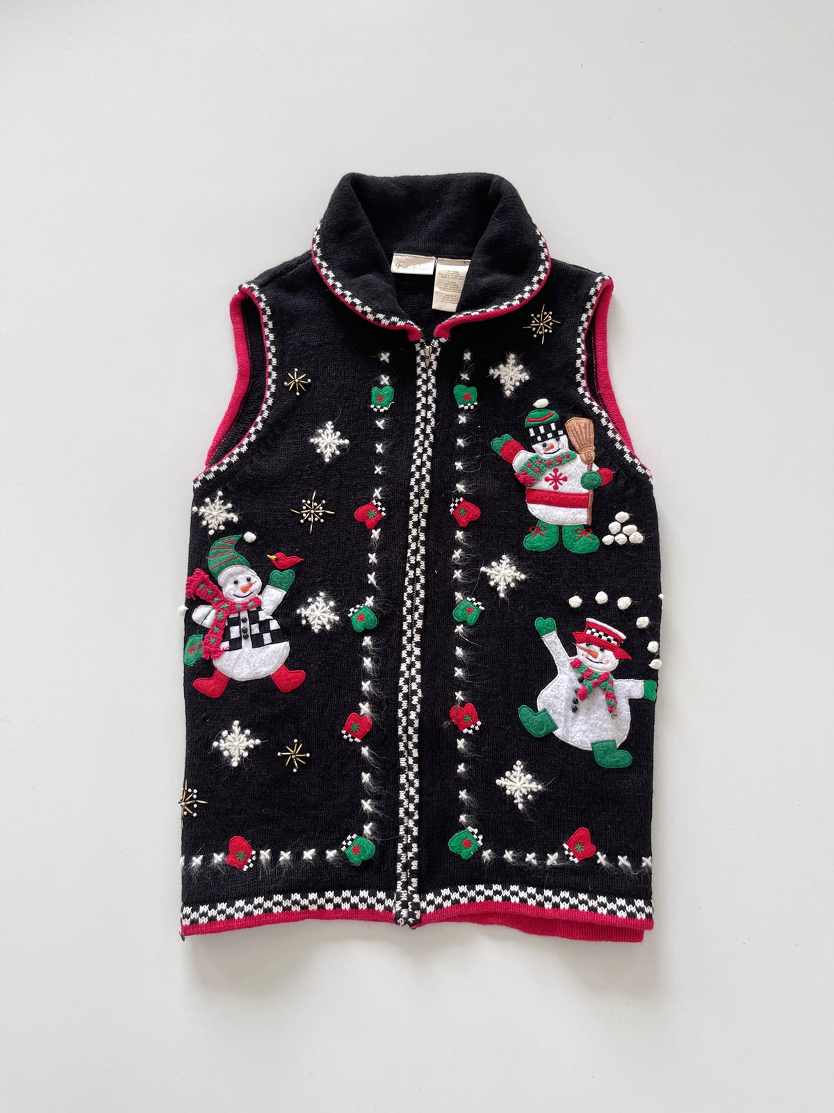 Bobbie Brooks Embroidered Christmas Vest Sweater-Bust 42