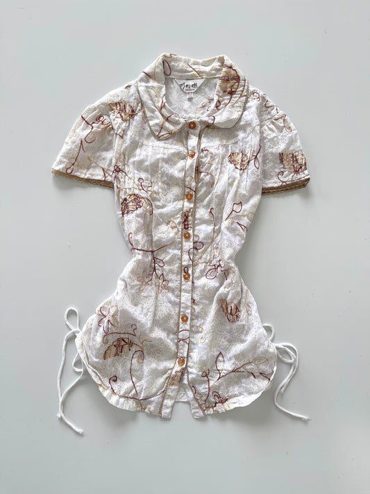 Chiau Ling Lung Embroidered Sheer Shirt-Bust 38