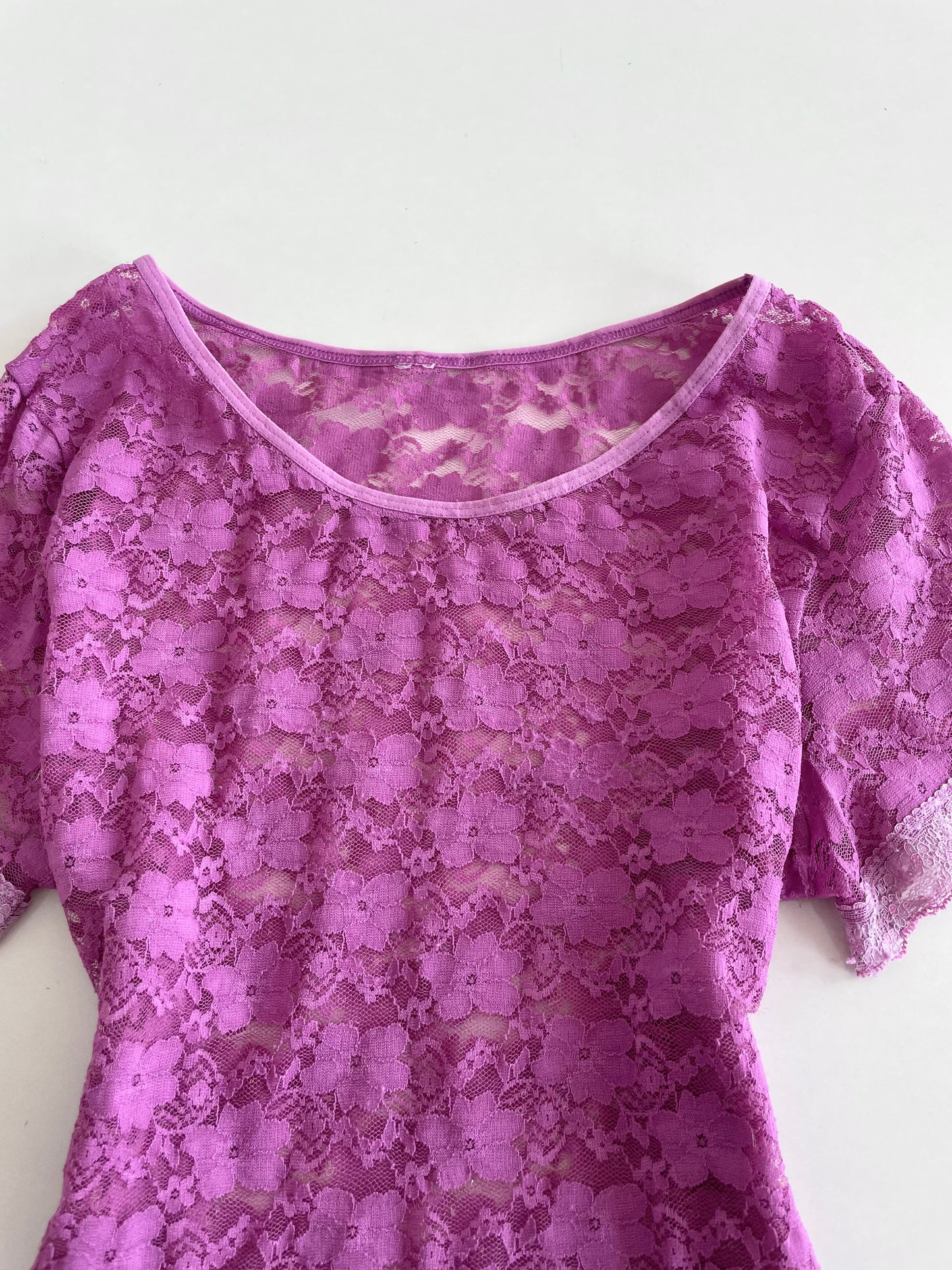 Pink Lace Sheer Top-Bust 34 to 36