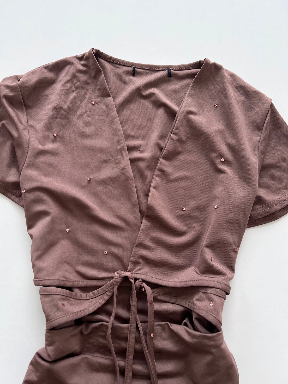 Brown Ruffle Dress-Bust 36