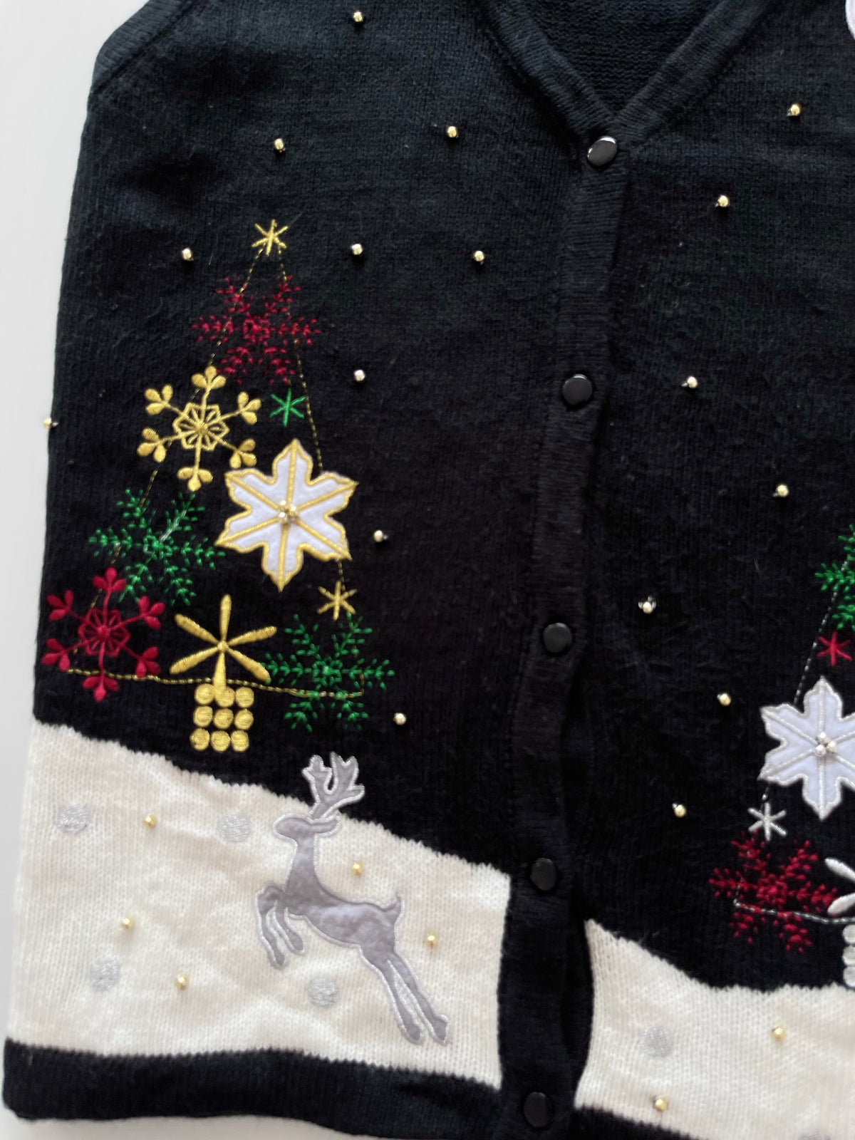 Embroidered Christmas Vest Sweater-Bust 42