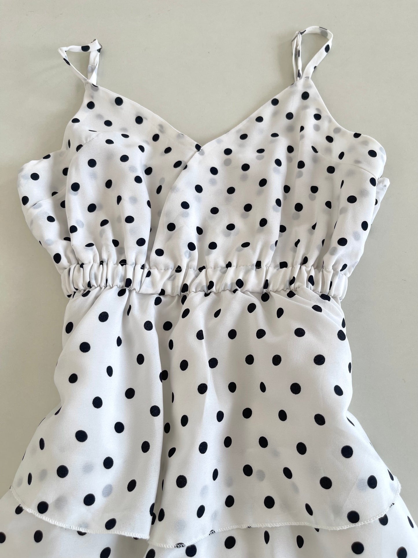 Polka Dot Ruffle Slip Dress-Bust 34