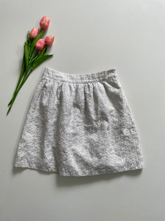 WHITE FOIL PRINT TEXTURED SKIRT - WAIST 22