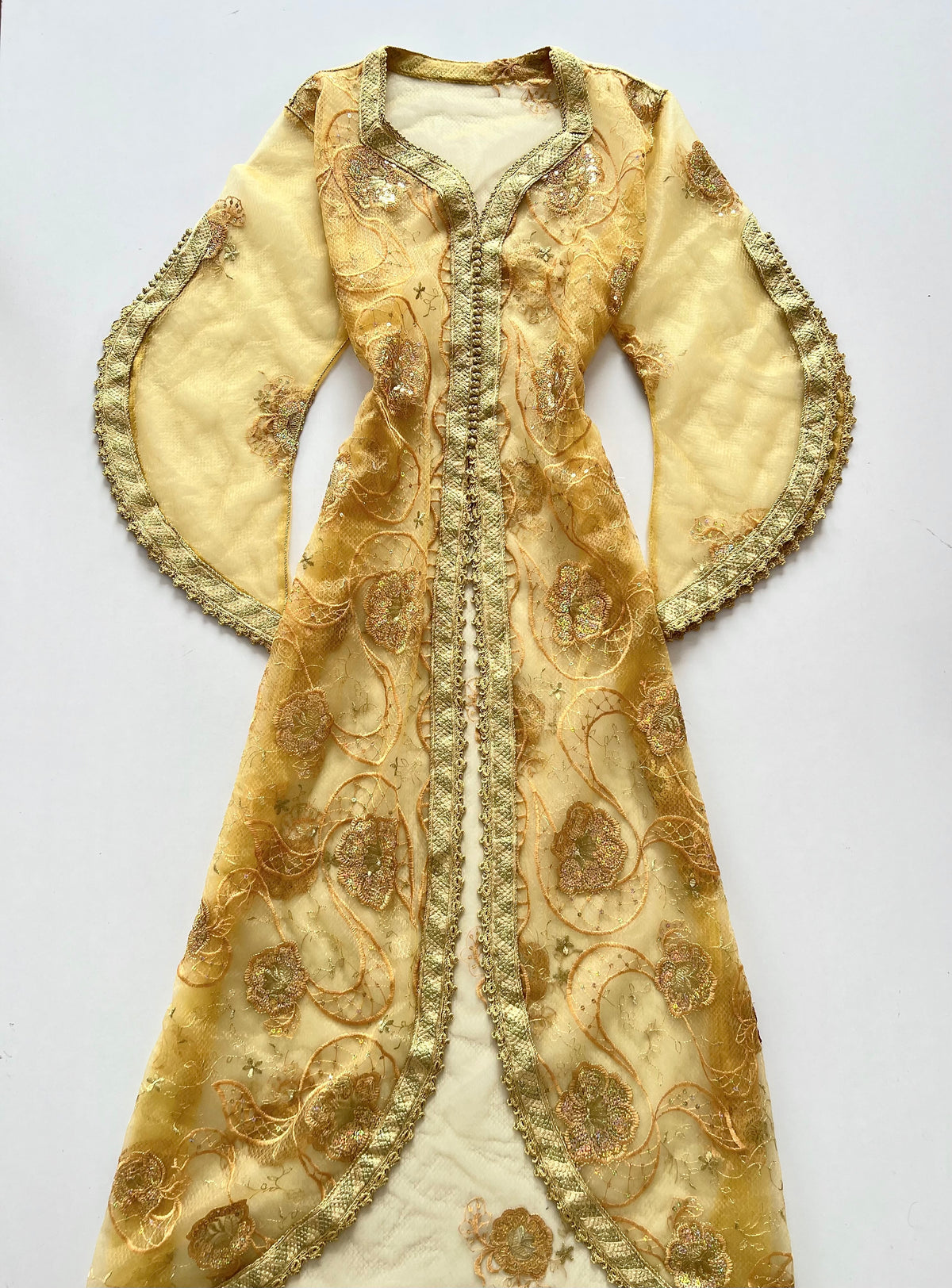 Vintage Sheer Embroidered Dress-Bust 56