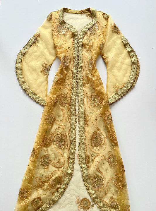 Vintage Sheer Embroidered Dress-Bust 56
