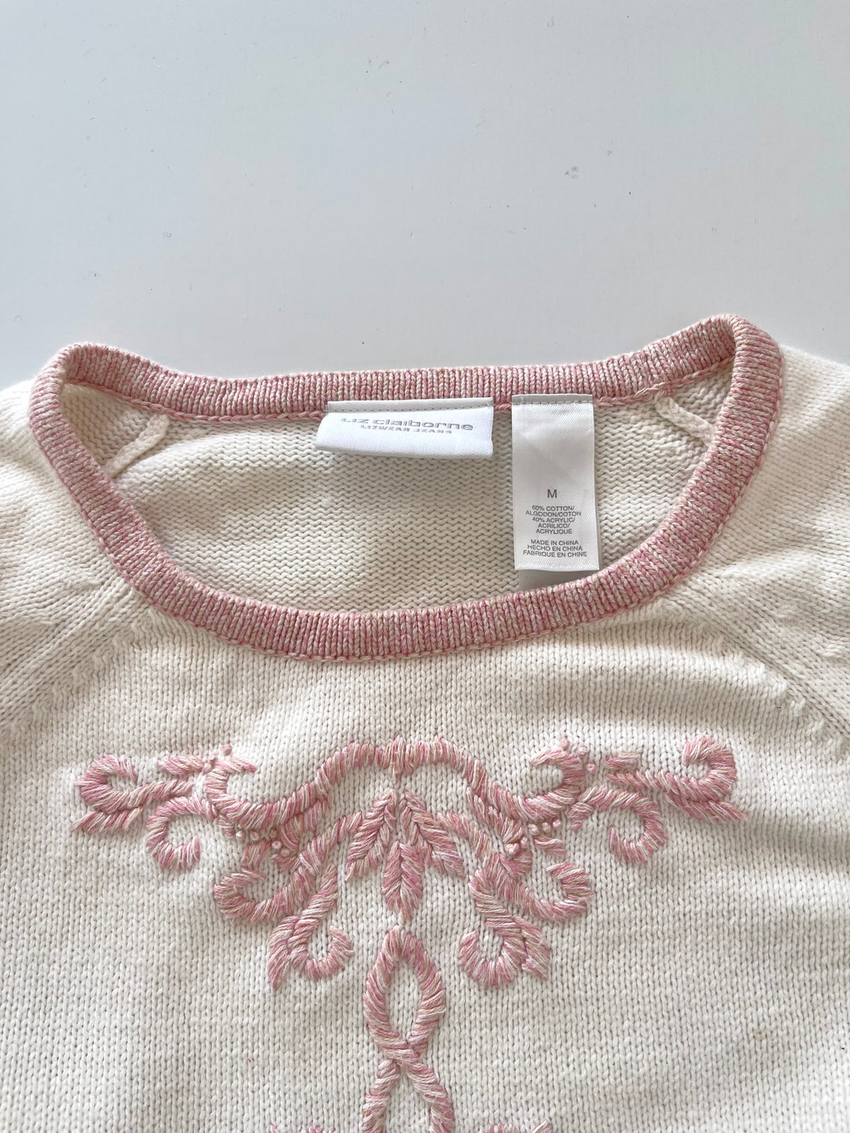 Liz Claiborne Embroidered Sweater-Bust 38