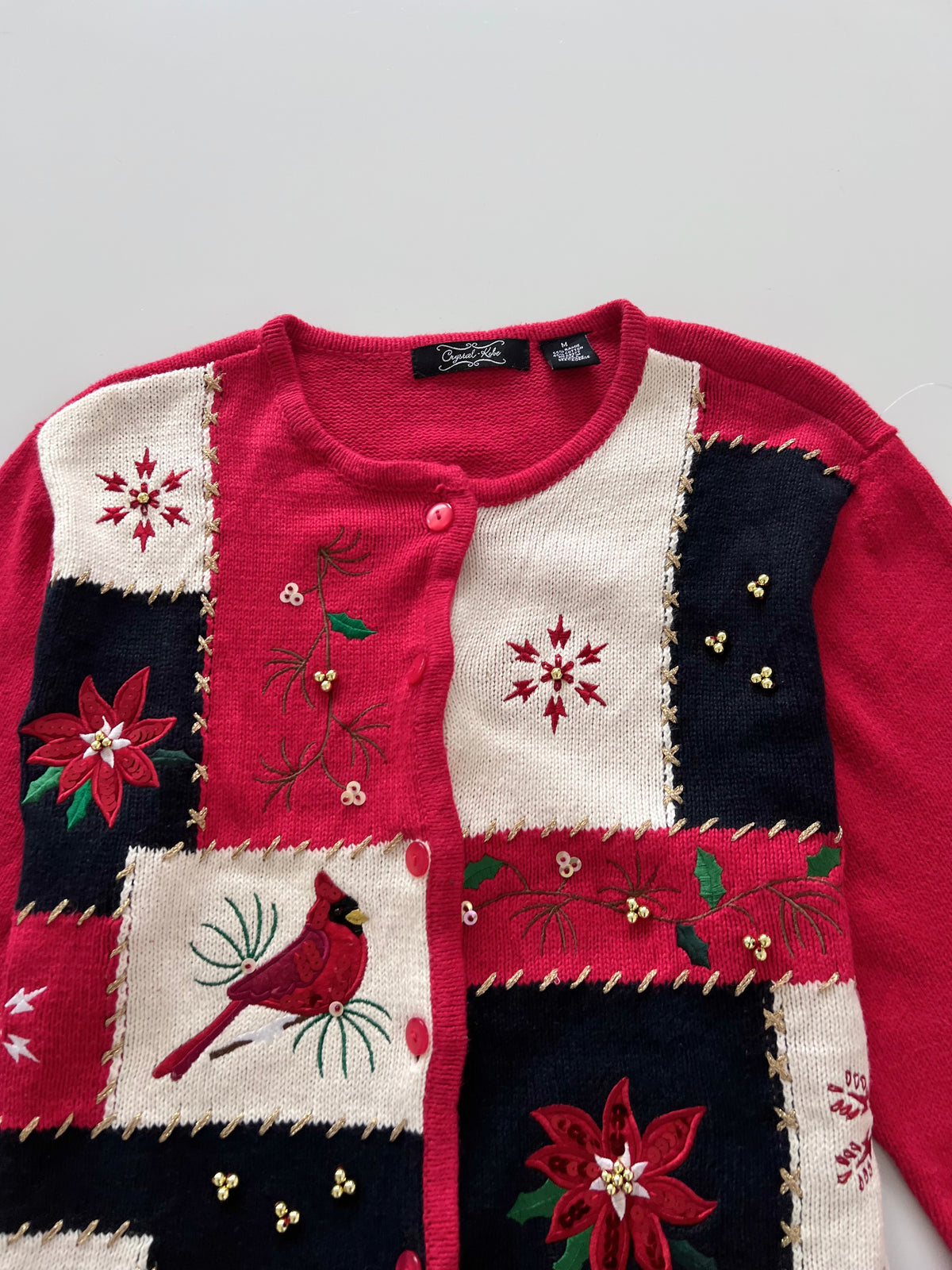 Crystal Kobe Embroidered Christmas Cardigan Sweater-Bust 44