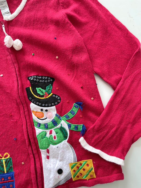 Tiara International Christmas Embroidered Zipper Sweater-Bust 44