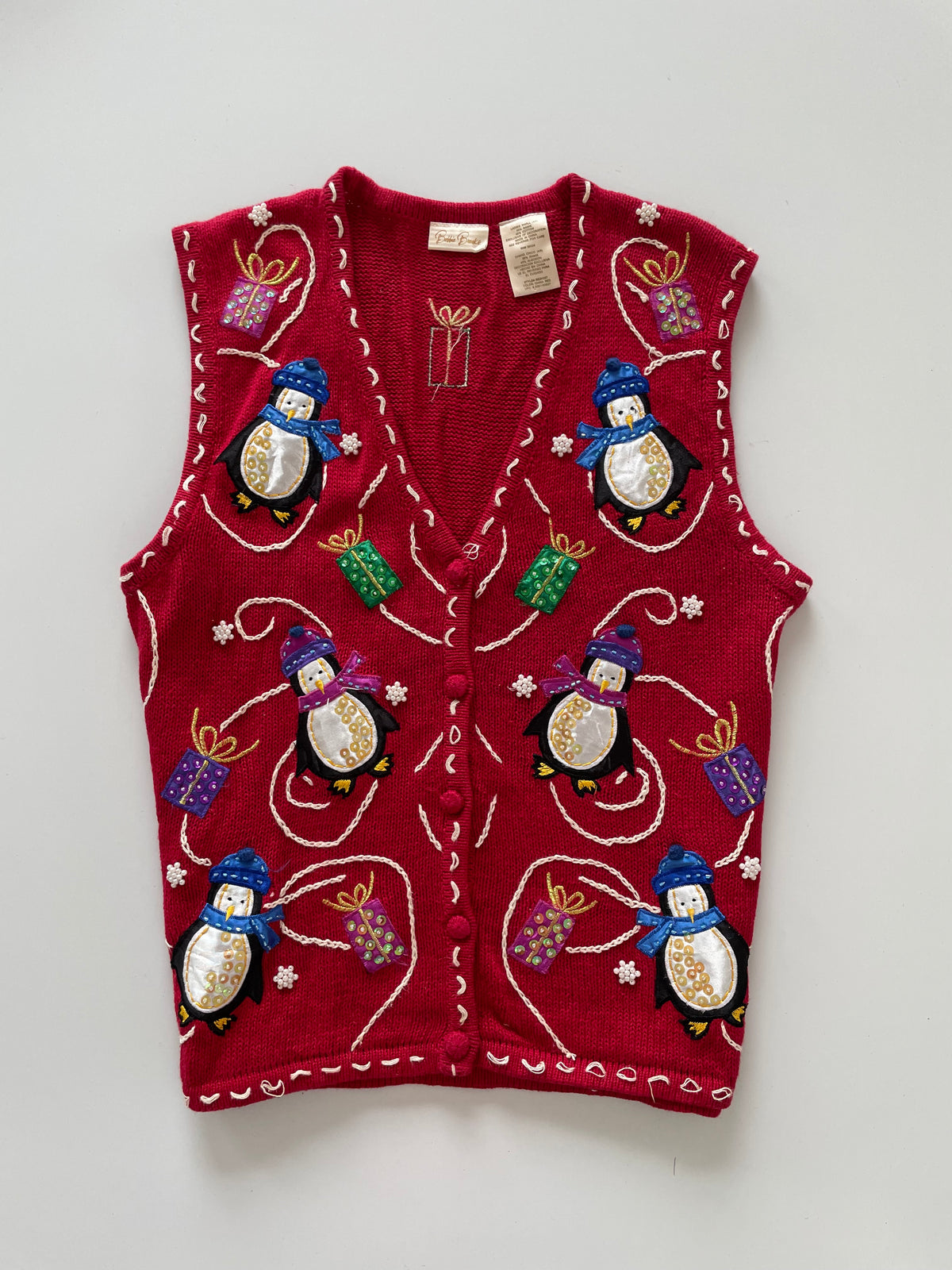 Bobbie Brooks Christmas Embroidered Vest Sweater-Bust 40