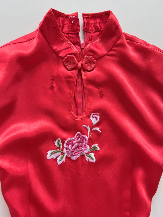 Satin Embroidered Cheongsam-Bust 30