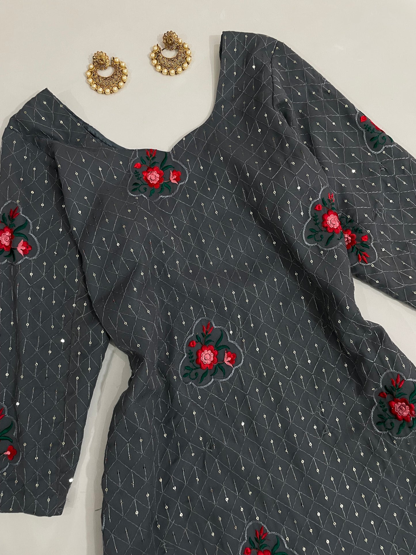Sequin Embroidered Kurta-Bust 40