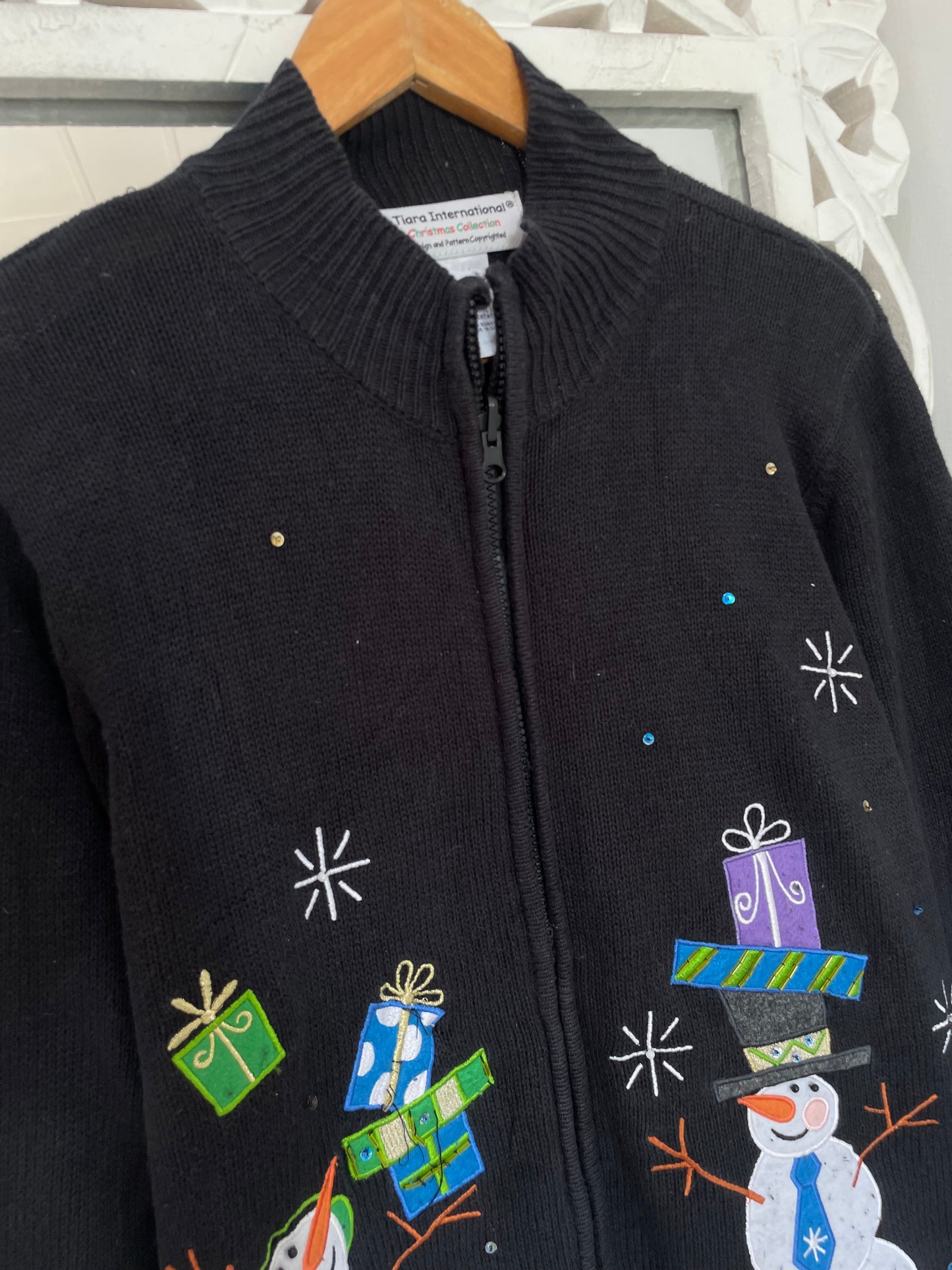 Tiara Embroidered Christmas Sweater-Bust 44