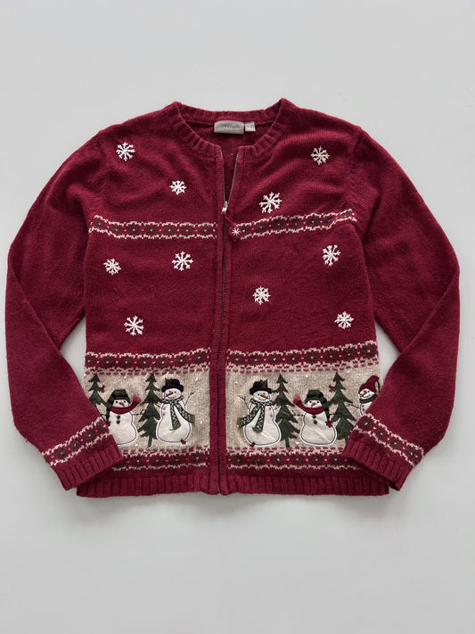 Croft&Barrow Embroidered Christmas Zipper Sweater-Bust 44