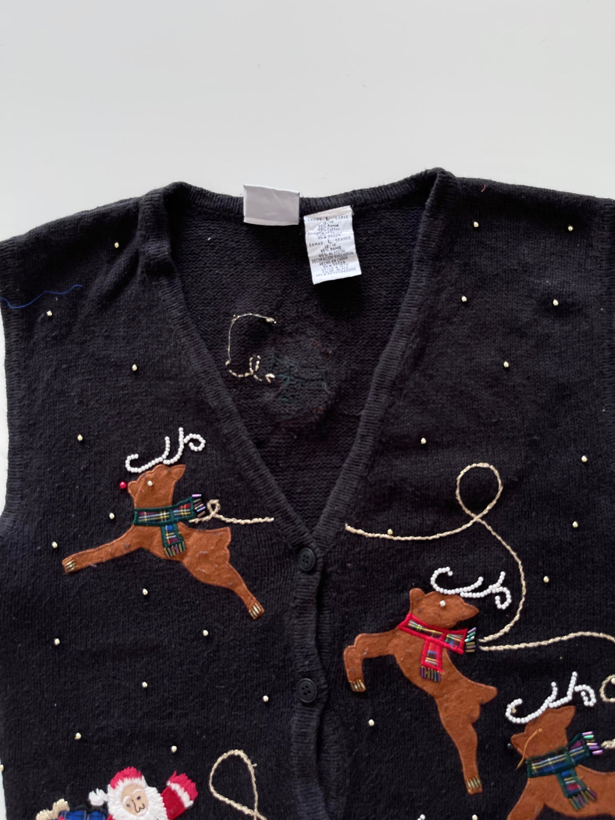 Bobbie Brooks Embroidered Christmas Vest Sweater-Bust 44