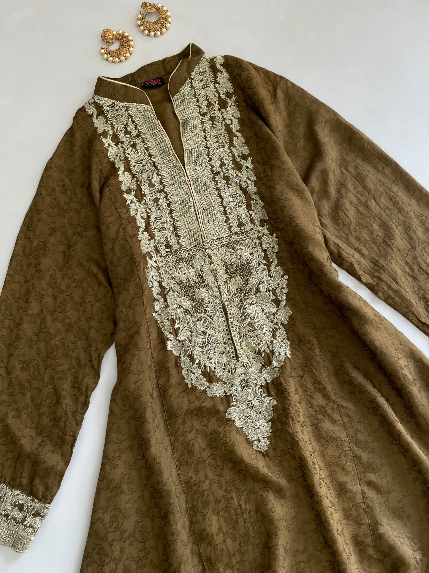 Posh Jacquard Embroidered Kurti-Bust 40