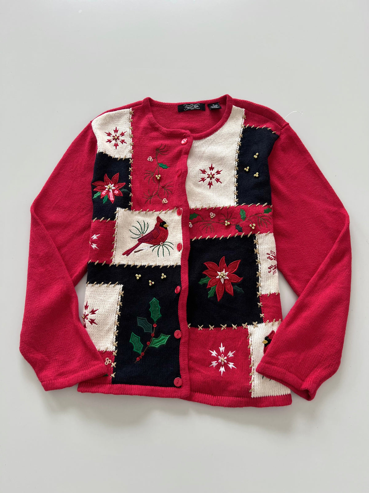 Crystal Kobe Embroidered Christmas Cardigan Sweater-Bust 44