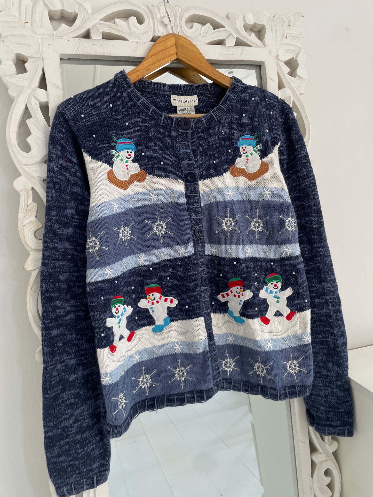 White Stag Embroidered Christmas Sweater-Bust 40