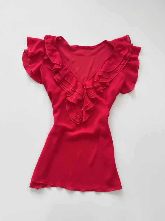 Ruffle Sheer Top-Bust 42